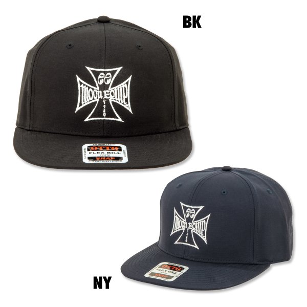 Photo2: MOON Equipped Iron Cross Flat Visor Hat (2)