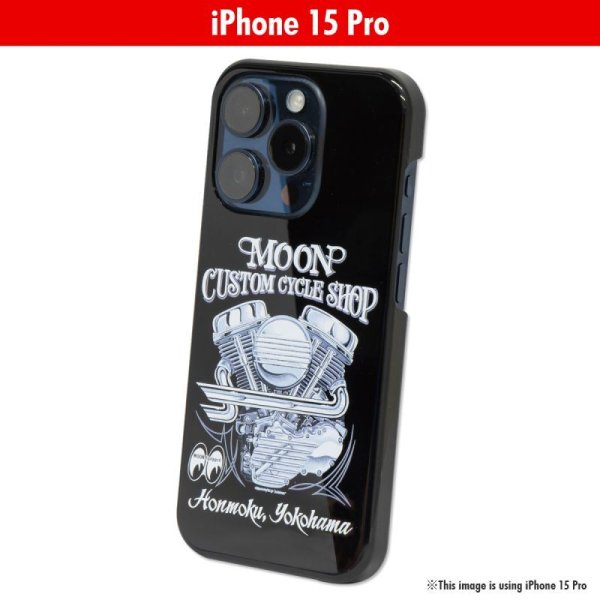Photo2: MOON Custom Cycle Shop Panhead iPhone 15 Pro Hard Case (2)