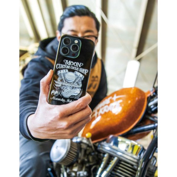 Photo1: MOON Custom Cycle Shop Panhead iPhone 15 Pro Hard Case (1)