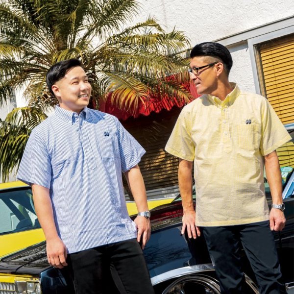 Photo1: MOON Stripe Pull-over Short Sleeve Shirt (1)