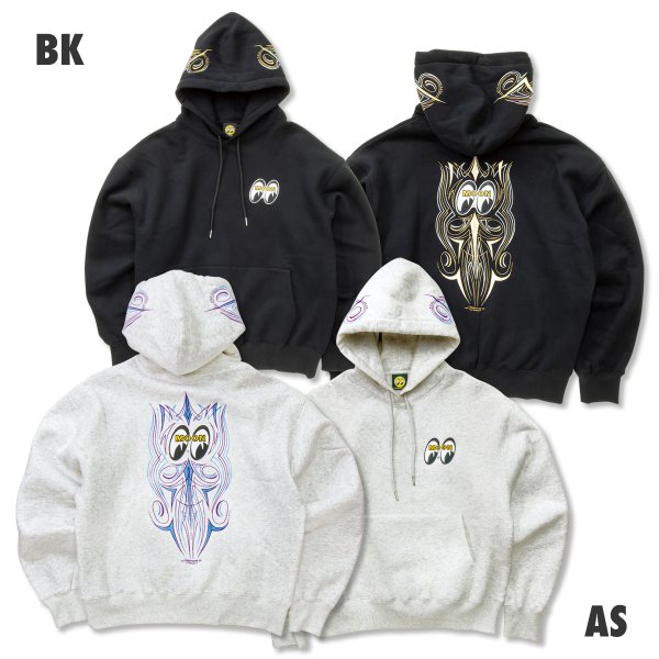 Photo3: Pinstripe Embroidery Pullover Hoodie (3)