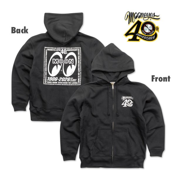 Photo1: MOONEYES 40th Anniv. Square Logo Zip Hoodie (1)