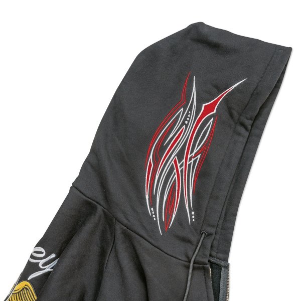 Photo11: Pinstripe Fly with MOON Emb. Zip Hoodie (11)