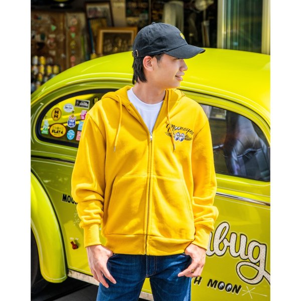 Photo5: Pinstripe Fly with MOON Emb. Zip Hoodie (5)