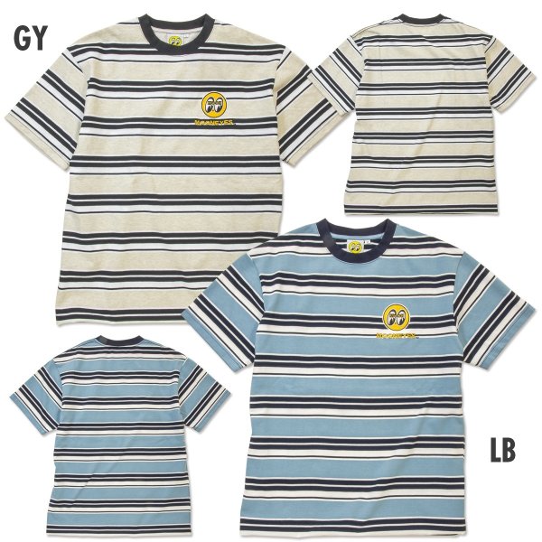 Photo3: MOON Multi-Striped Embroidered T-shirt (3)