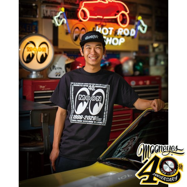 Photo1: MOONEYES 40th Anniv. Eyeshape Logo T-shirt (1)