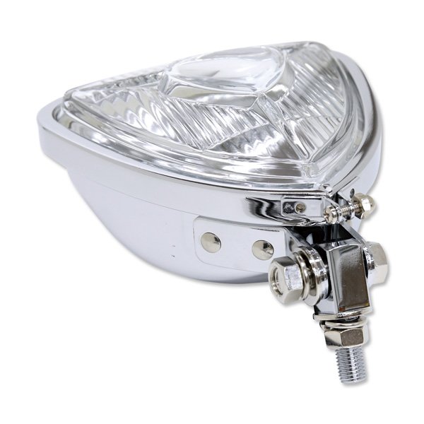 Photo3: Chrome Triangle Motorcycle Headlight (Flat Back) (3)