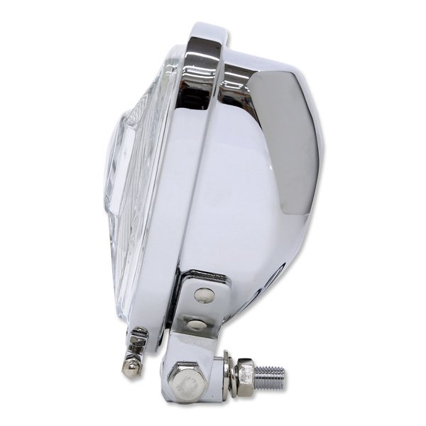Photo4: Chrome Triangle Motorcycle Headlight (Flat Back) (4)