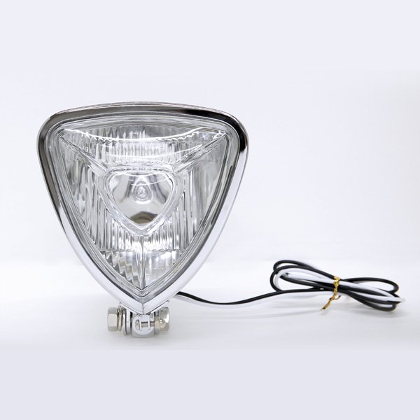 Photo5: Chrome Triangle Motorcycle Headlight (Flat Back) (5)