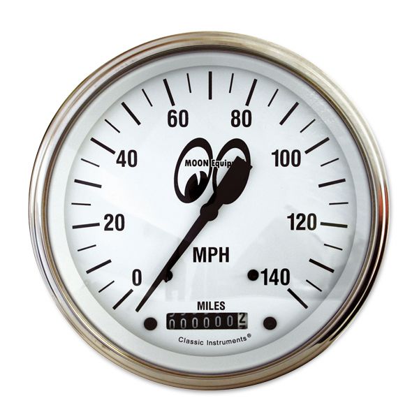 Photo1: MOON Equipped 4 5/8inch 140MPH Speed Meter   (White) (1)