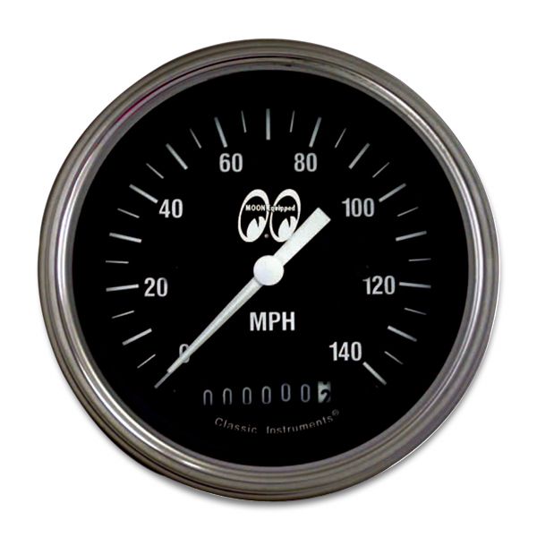 Photo1: MOON Equipped 3 3/8inch 140MPH Speed Meter  (Black) (1)