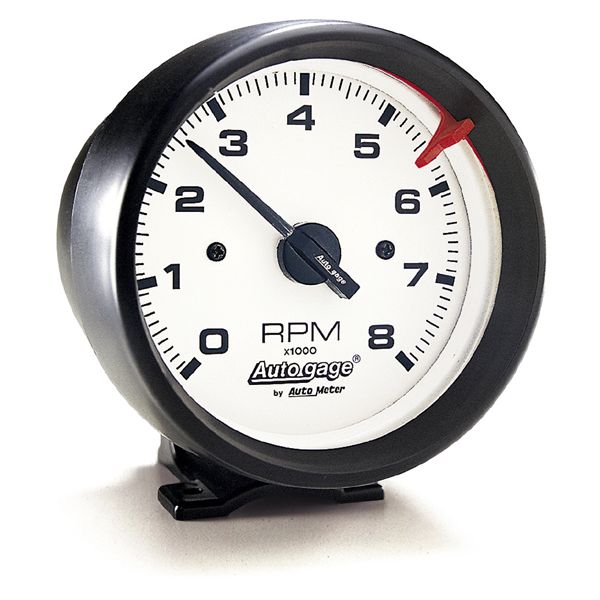 Photo1: Auto Gauge 8000RPM White Face Tachometer  Cylinder for 4/6/8  Black Cup (1)