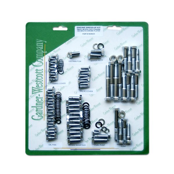 Photo1: S/B Chevy Chrome Plated engine bolt set (1)