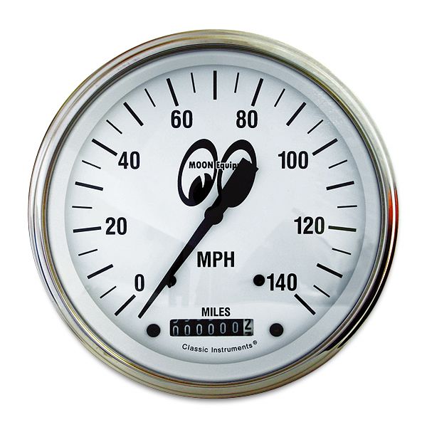Photo1: MOON Equipped 3 3/8inch 140MPH Speed Meter  (White) (1)