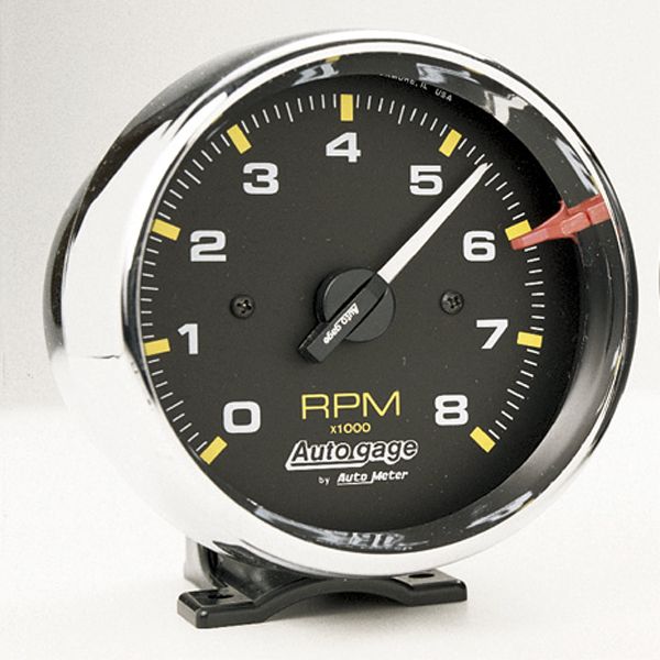 Photo1: Auto Gauge 8000RPM Tachometer Cylinder for 4/6/8 Chrome Plated (1)