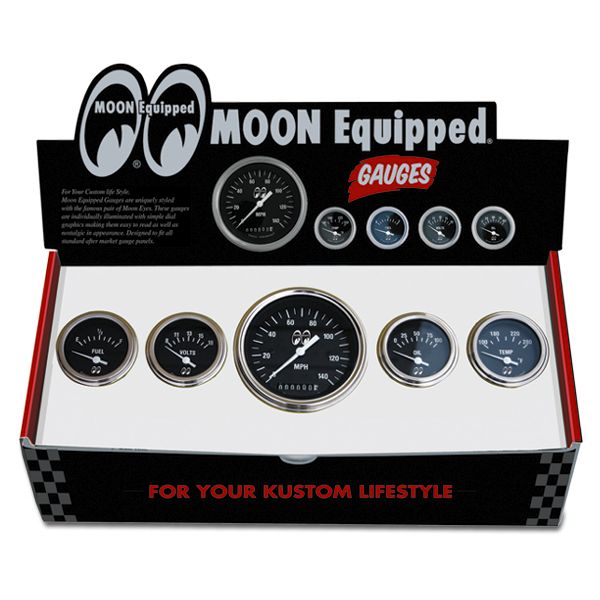 Photo1: MOON Equipped 5 Gauge Set  (Black Face) (1)