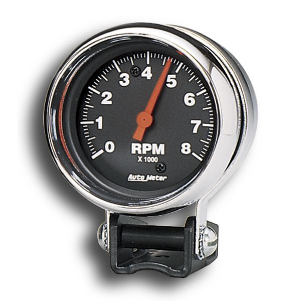 Photo1: Performance  8000RPM Black Mini Tachometer Cylinder for 4/6/8 (1)