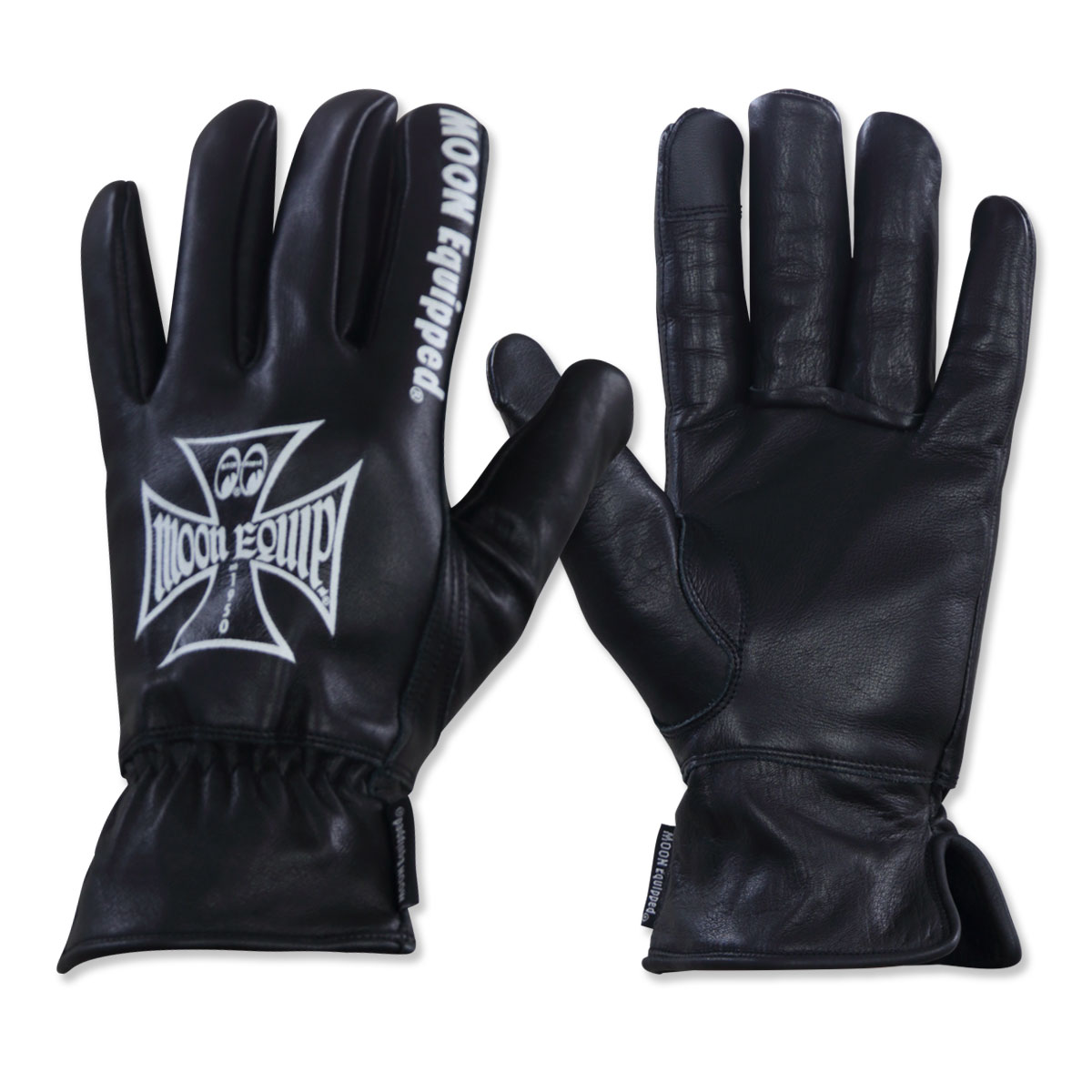 Photo1: MOON Equipped Iron Cross Winter Leather Gloves (1)