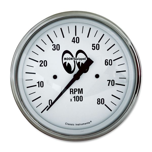 Photo1: MOON Equipped 4 5/8inch 8000RPM Tachometer   (White) (1)