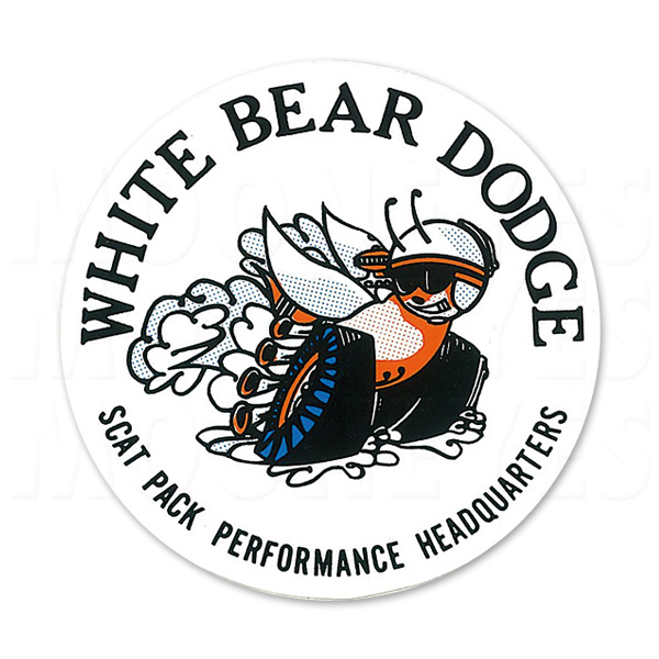 Photo1: Hot Rod Sticker "White Bear Dodge Window" (1)