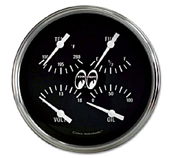 Photo1: MOON Equipped 4 5/8inch QUAD Gauge   (Black) (1)